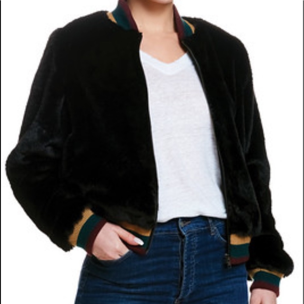 Elan Furry Bomber Jacket